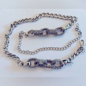 Silver tone Metal Link Adjustable Belt